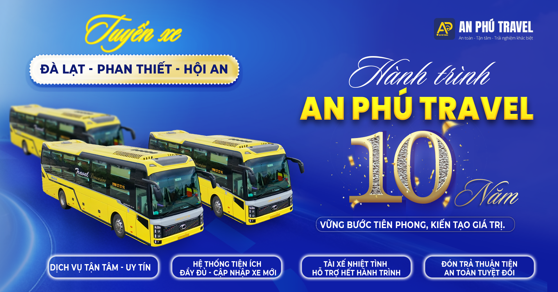 Xe khách An Phú Travel Đà Lạt Phan Thiết Hội An